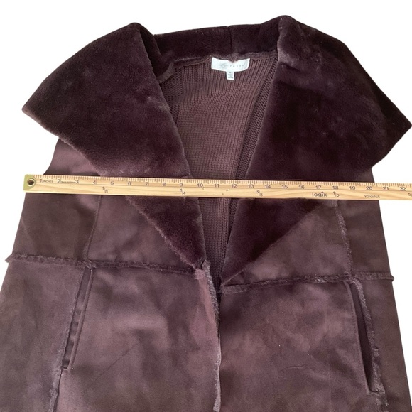 Fever Faux Fur Knit Sweater Vest Brown Medium - Picture 9 of 10